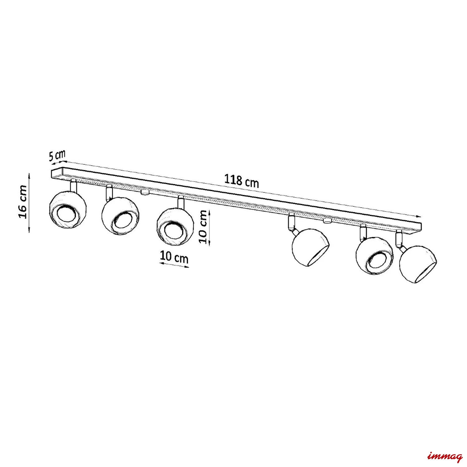 Lampa sufitowa OCULARE 6L biała plafon SL.0442 SOLLUX LIGHTING - wymiary