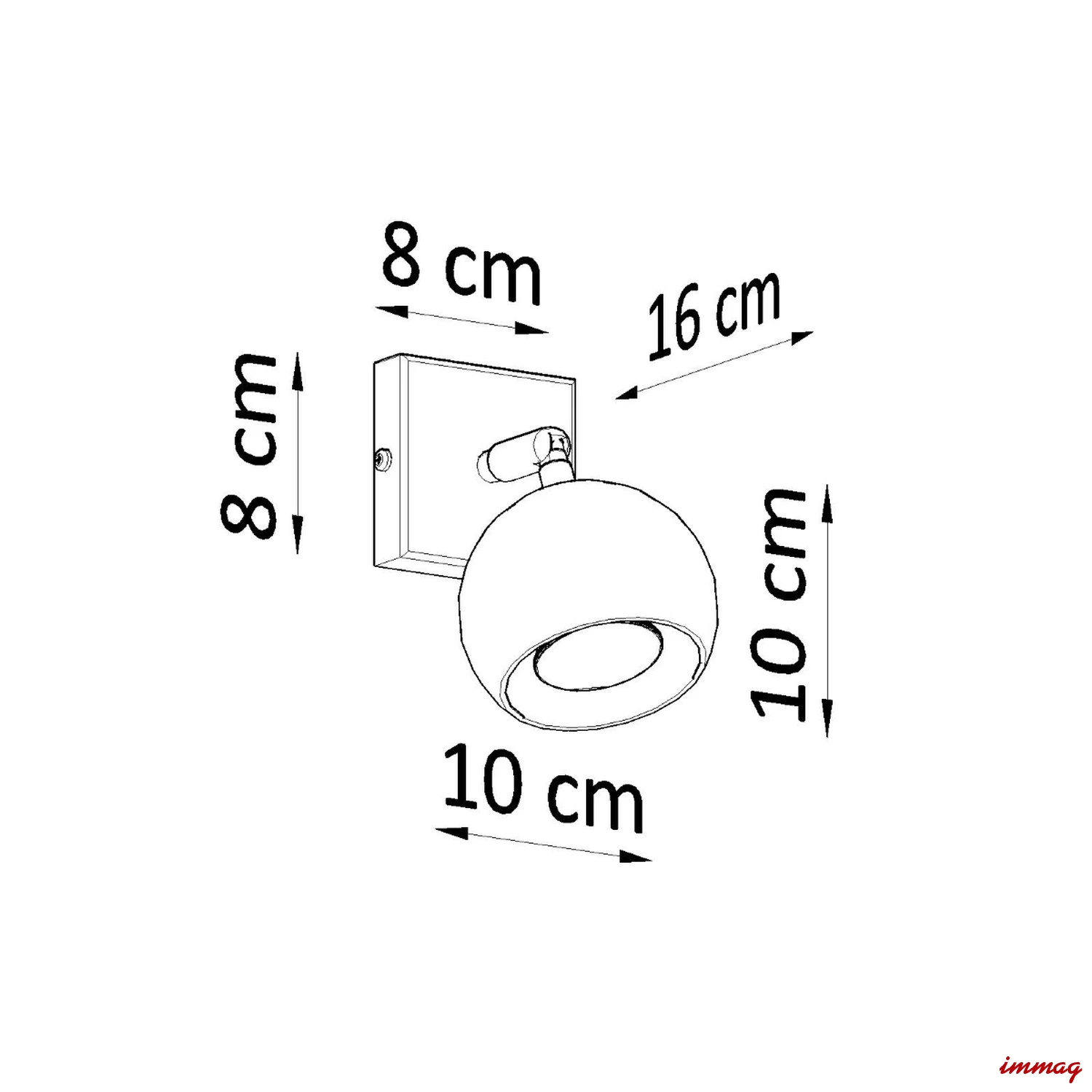 Lampa ścienna OCULARE czarna kinkiet SL.0443 SOLLUX LIGHTING - wymiary