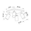 Lampa sufitowa RING 4 szara plafon SL.0452 SOLLUX LIGHTING