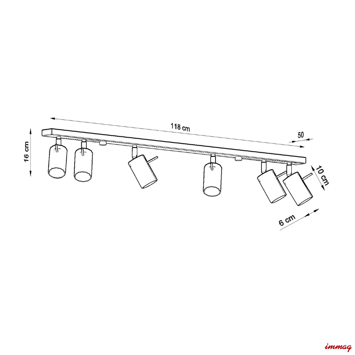 Lampa sufitowa RING 6L szara plafon SL.0454 SOLLUX LIGHTING - wymiary