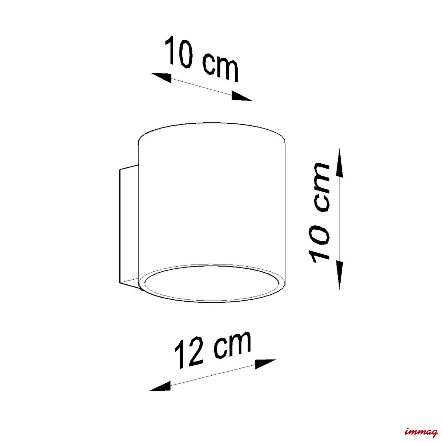 Lampa ścienna ORBIS beton kinkiet SL.0486 SOLLUX LIGHTING - wymiary