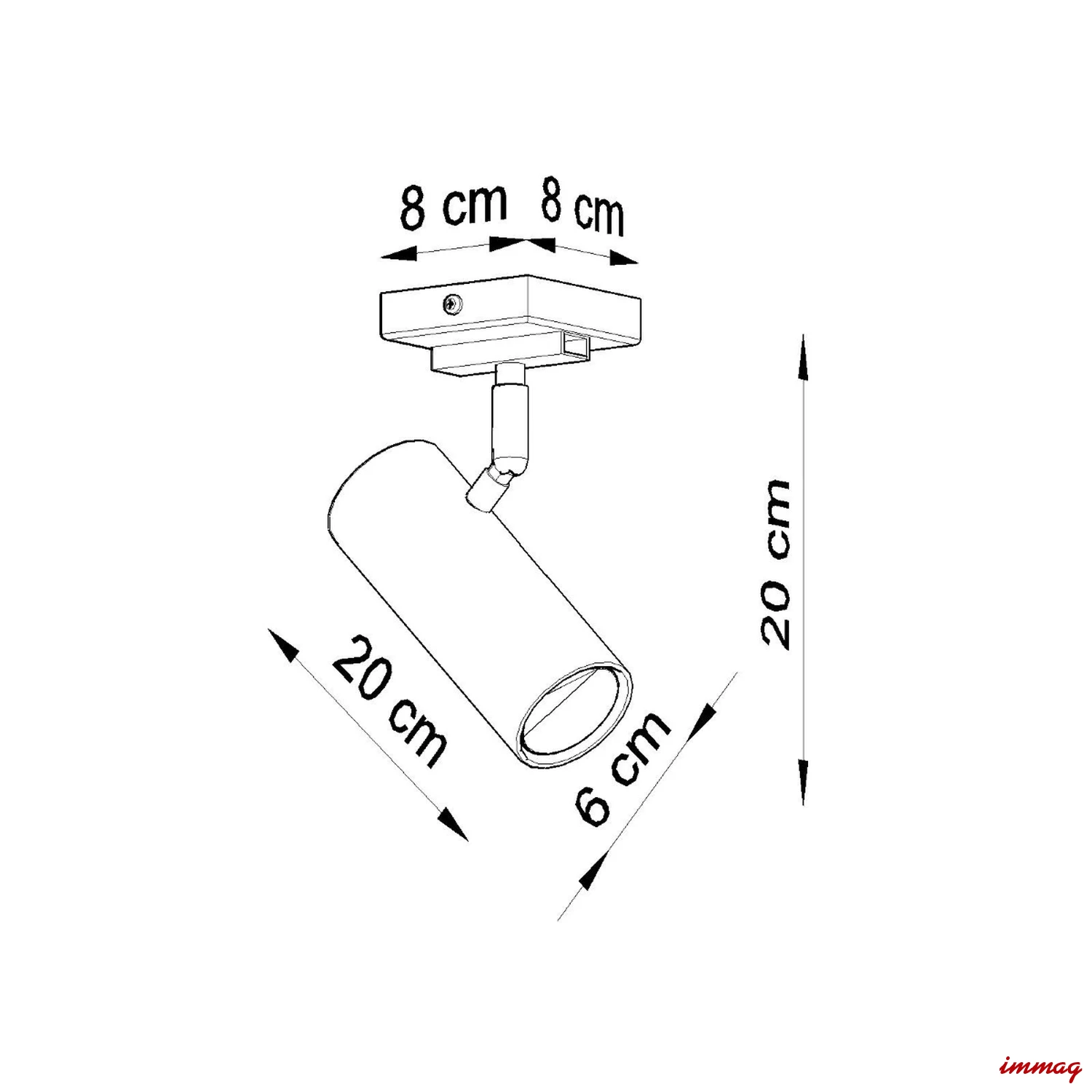 Lampa sufitowa DIREZIONE 1 biała plafon SL.0495 SOLLUX LIGHTING - wymiary
