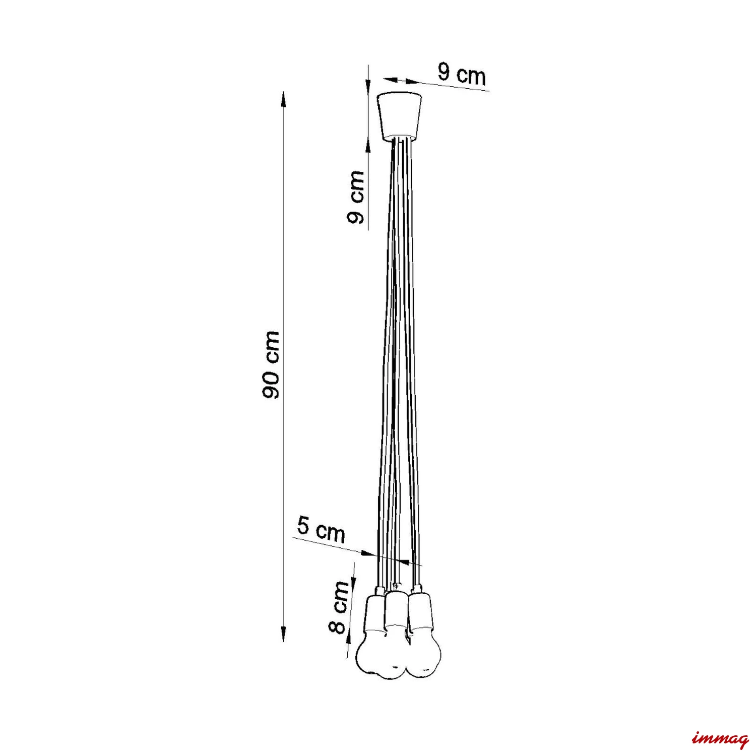 Lampa wisząca DIEGO 5 biała zwis SL.0571 SOLLUX LIGHTING - wymiary
