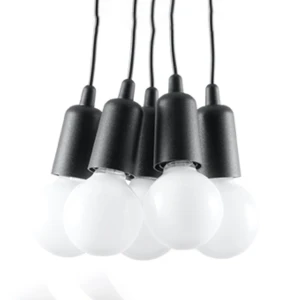 Lampa wisząca DIEGO 5 czarna zwis SL.0574 SOLLUX LIGHTING