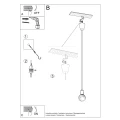 Lampa wisząca DIEGO 1 szara zwis SL.0575 SOLLUX LIGHTING