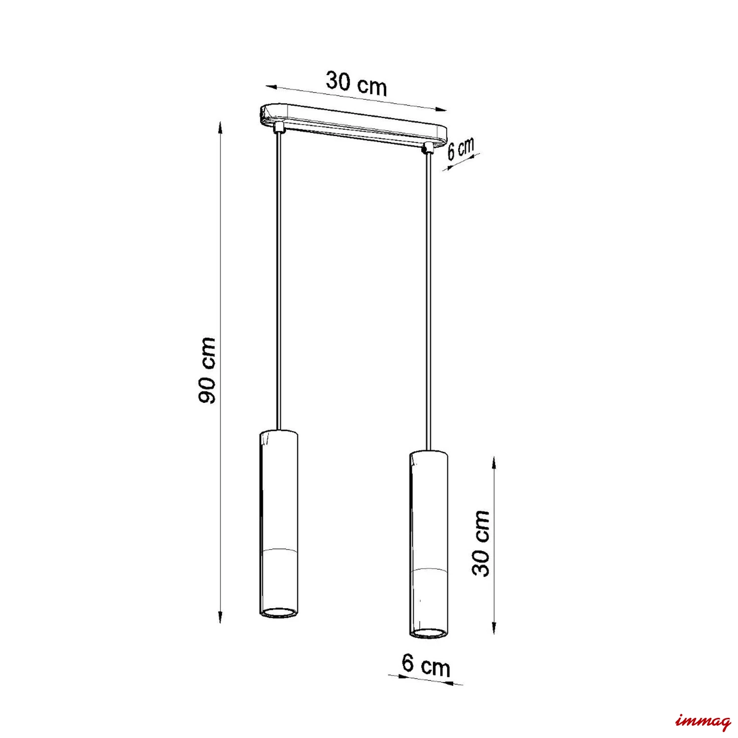 Lampa wisząca PABLO 2 czarna zwis SL.0633 SOLLUX LIGHTING - wymiary