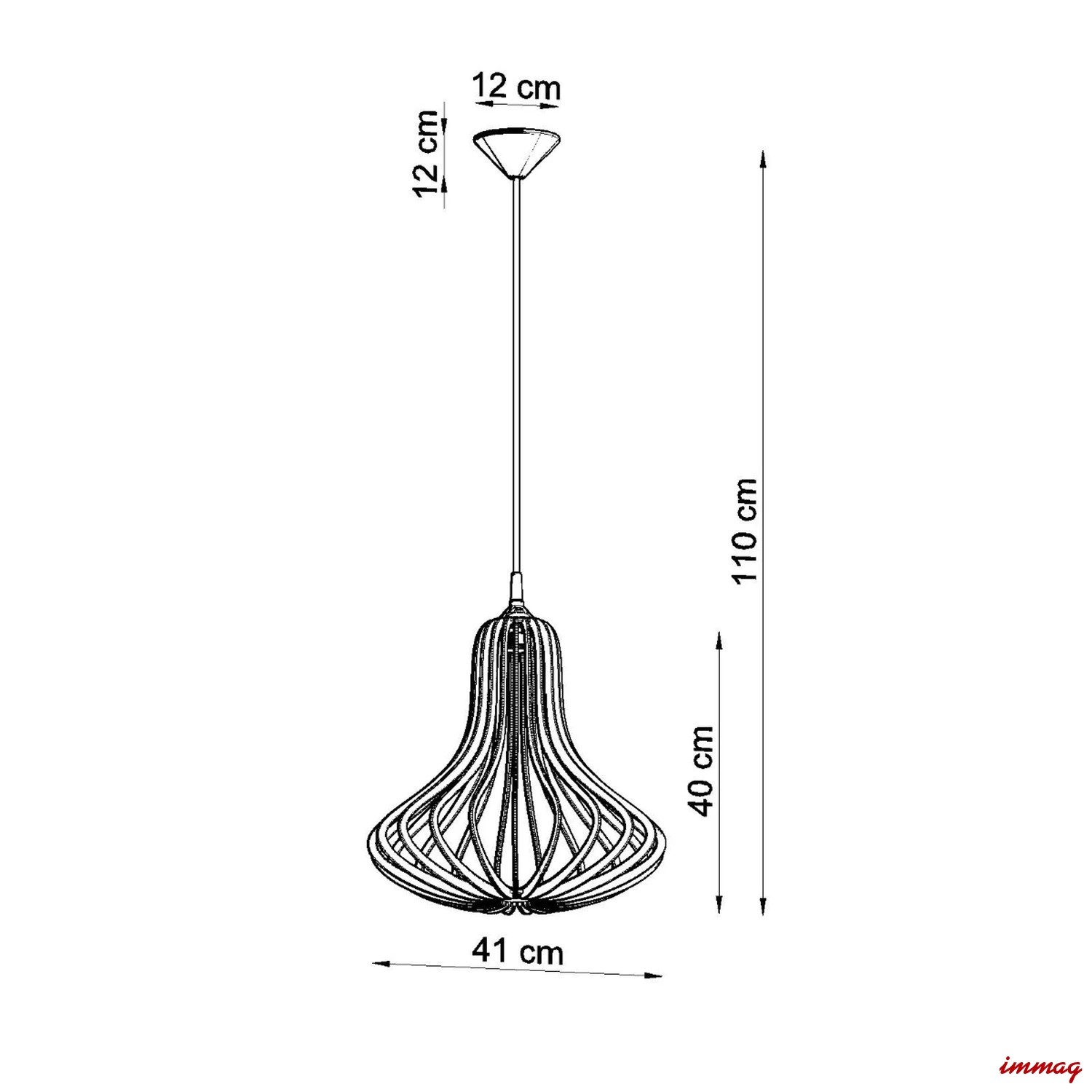 Lampa wisząca ELZA zwis SL.0641 SOLLUX LIGHTING - wymiary
