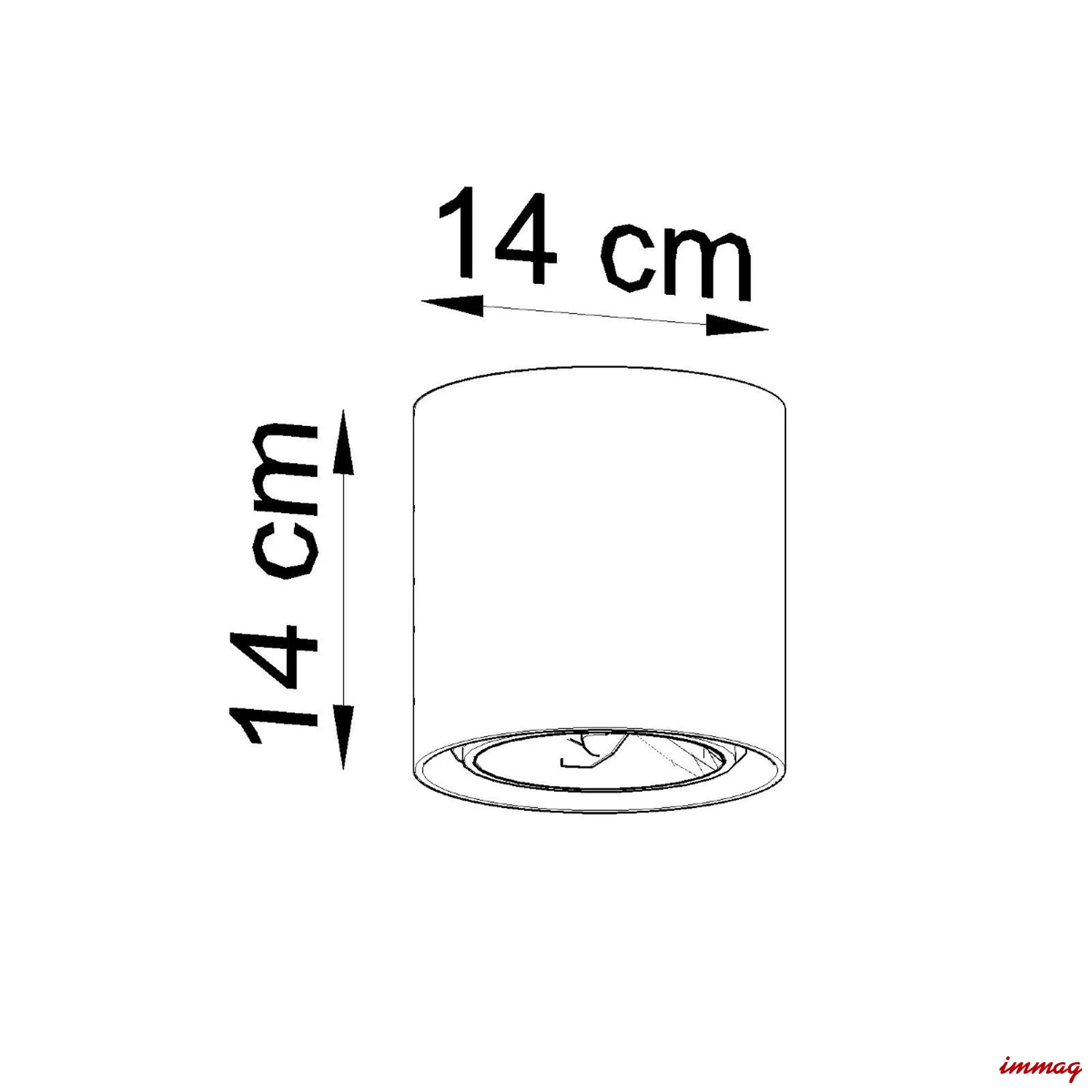 Lampa sufitowa CULLO 140 beton plafon SL.0645 SOLLUX LIGHTING - wymiary