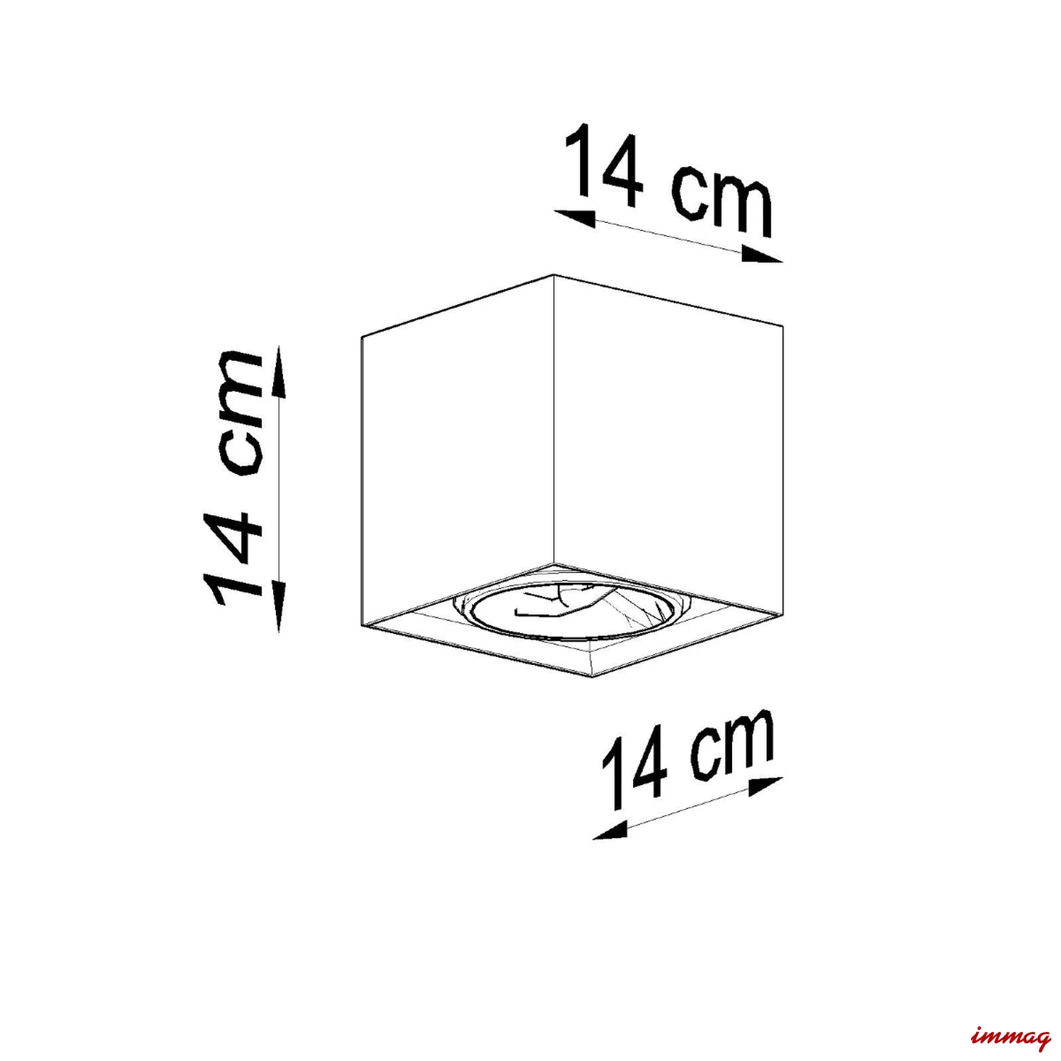 Lampa sufitowa VALDE 140 beton plafon SL.0646 SOLLUX LIGHTING - wymiary