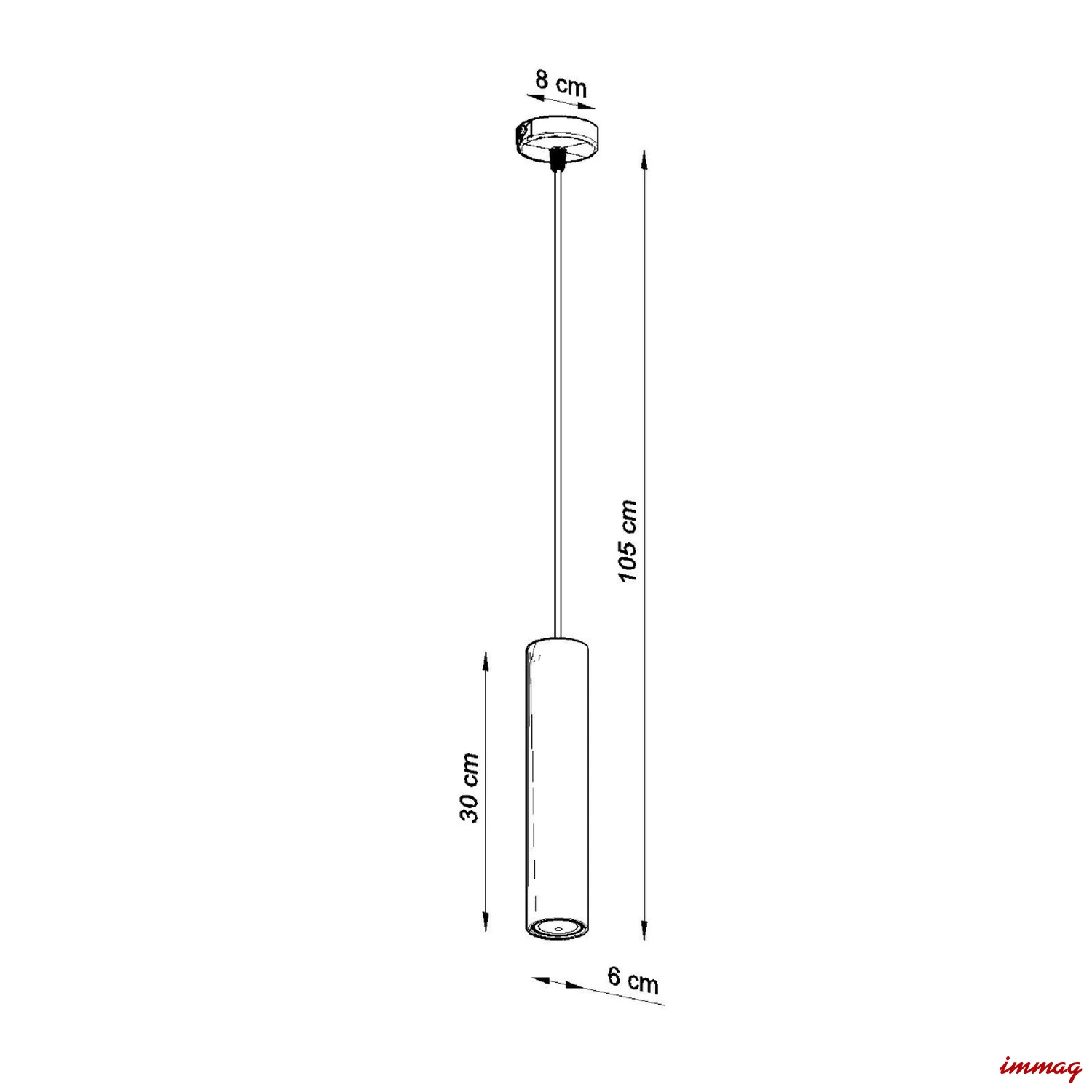 Lampa wisząca LUVO 1 zwis SL.0653 SOLLUX LIGHTING - wymiary