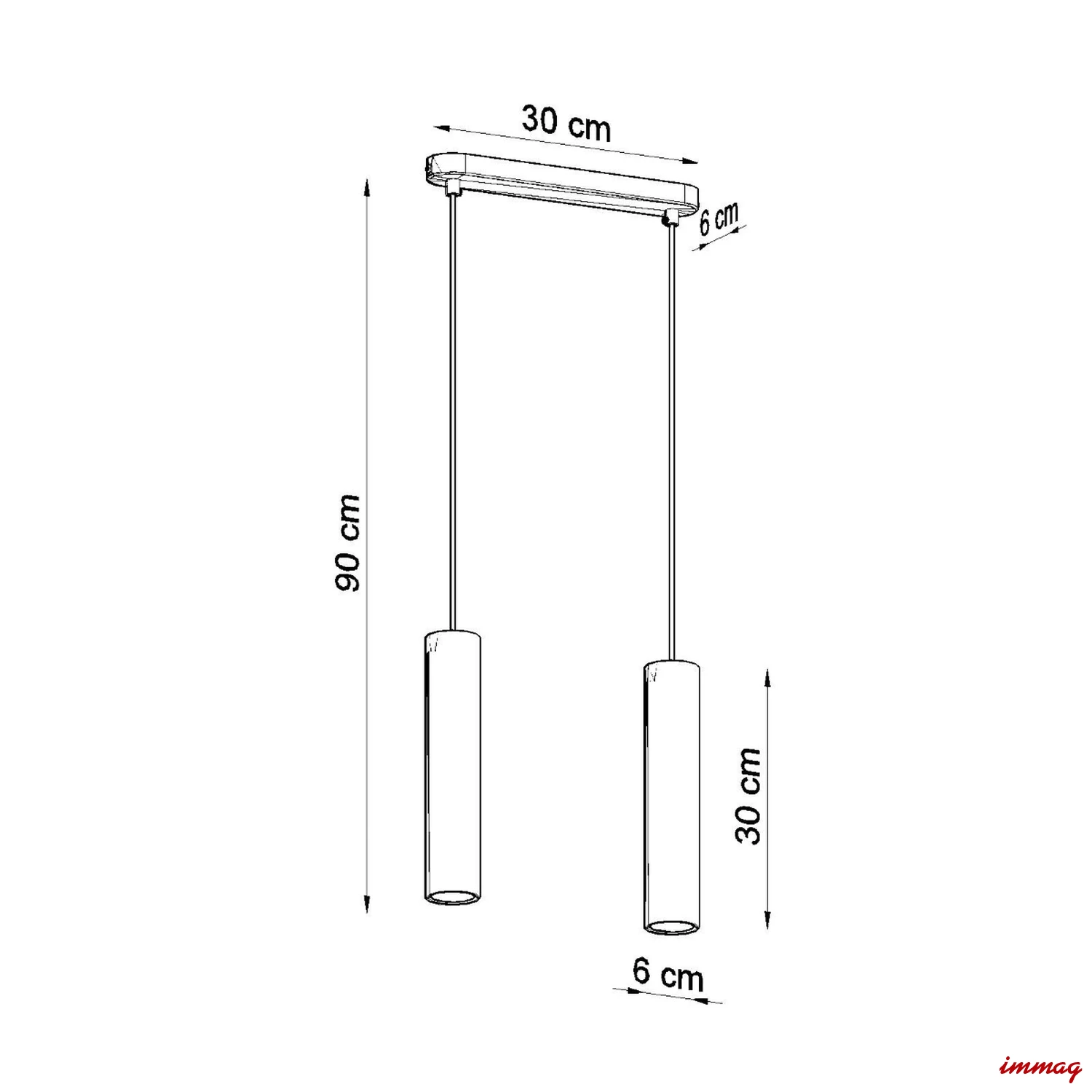 Lampa wisząca LUVO 2 zwis SL.0654 SOLLUX LIGHTING - wymiary