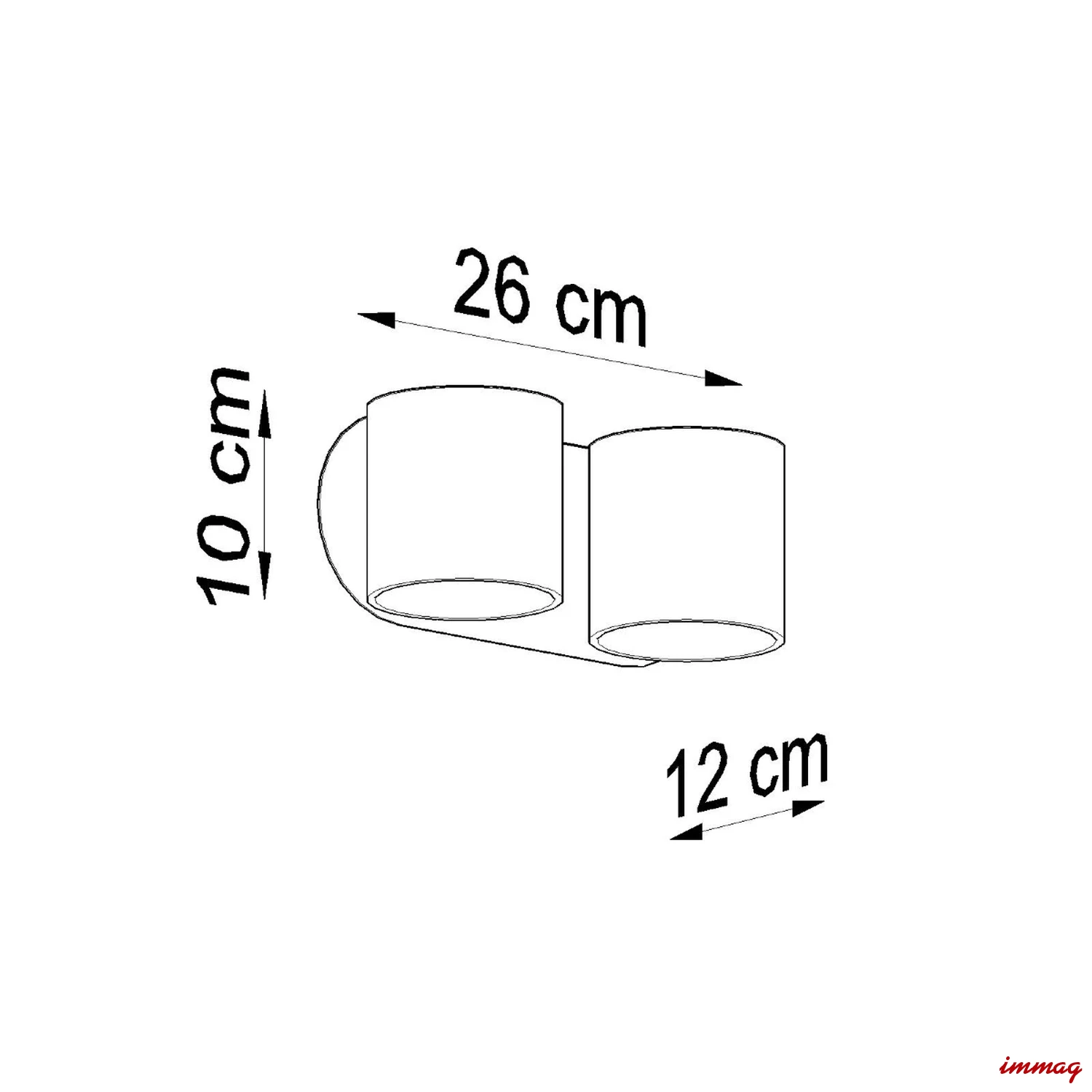 Lampa ścienna ORBIS 2 czarna kinkiet SL.0660 SOLLUX LIGHTING - wymiary