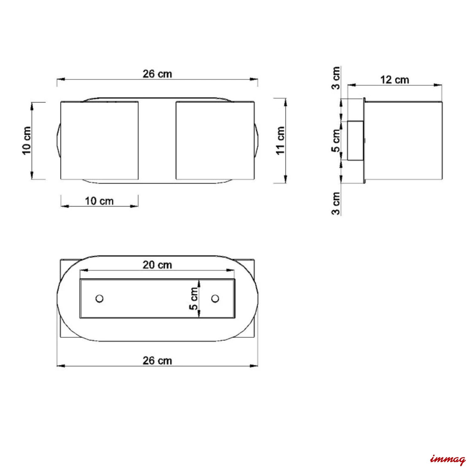 Lampa ścienna ORBIS 2 szara kinkiet SL.0661 SOLLUX LIGHTING - wymiary