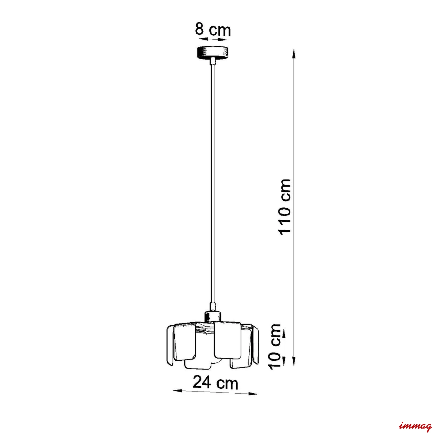 Lampa wisząca TULIP biała zwis SL.0666 SOLLUX LIGHTING - wymiary