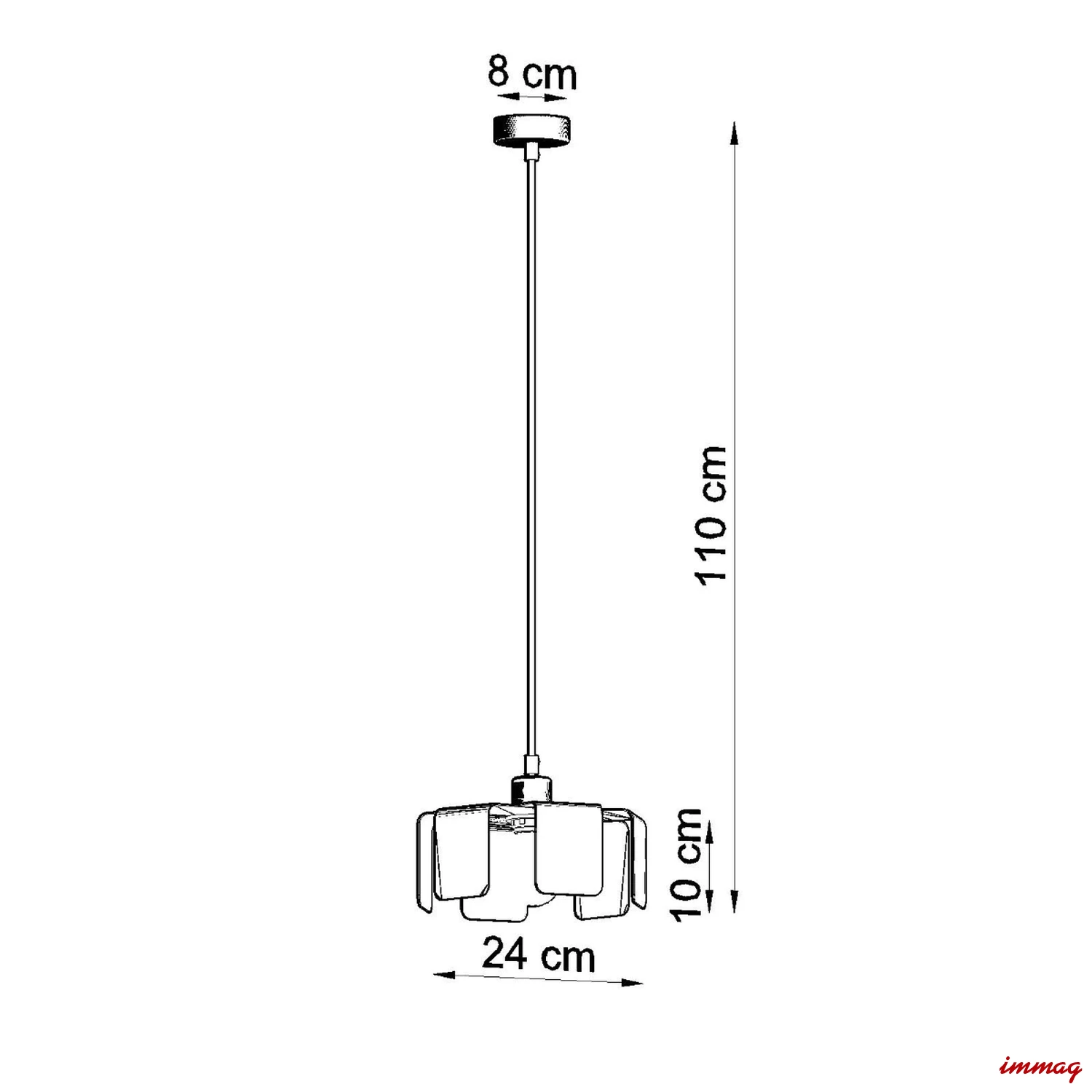 Lampa wisząca TULIP czarna zwis SL.0667 SOLLUX LIGHTING - wymiary