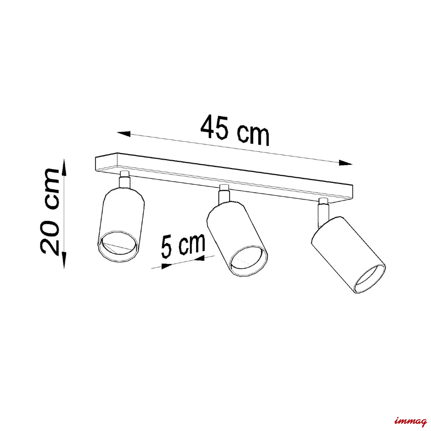 Lampa sufitowa BERG 3 naturalne drewno plafon SL.0703 SOLLUX LIGHTING - wymiary