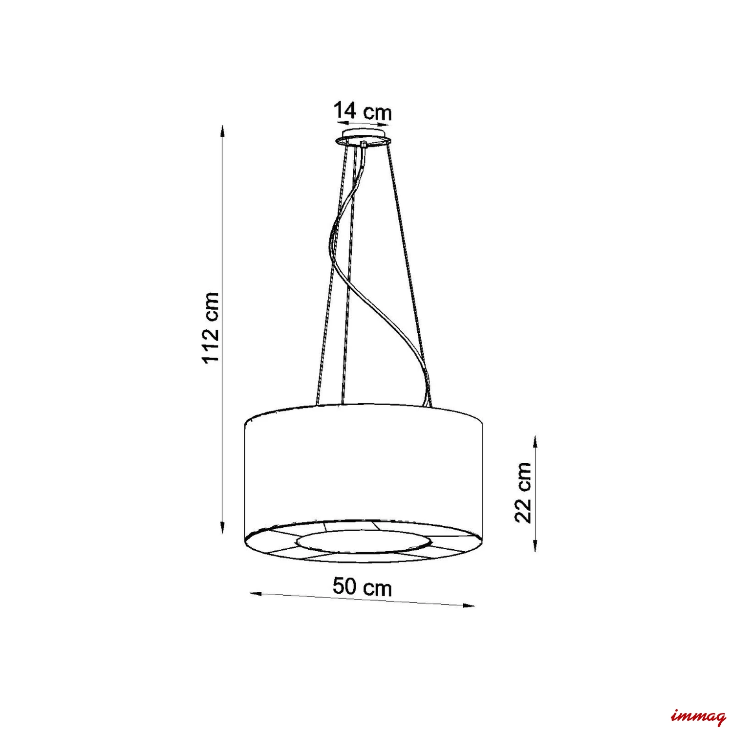 Lampa wisząca SATURNO 50 czarna żyrandol SL.0748 SOLLUX LIGHTING - wymiary