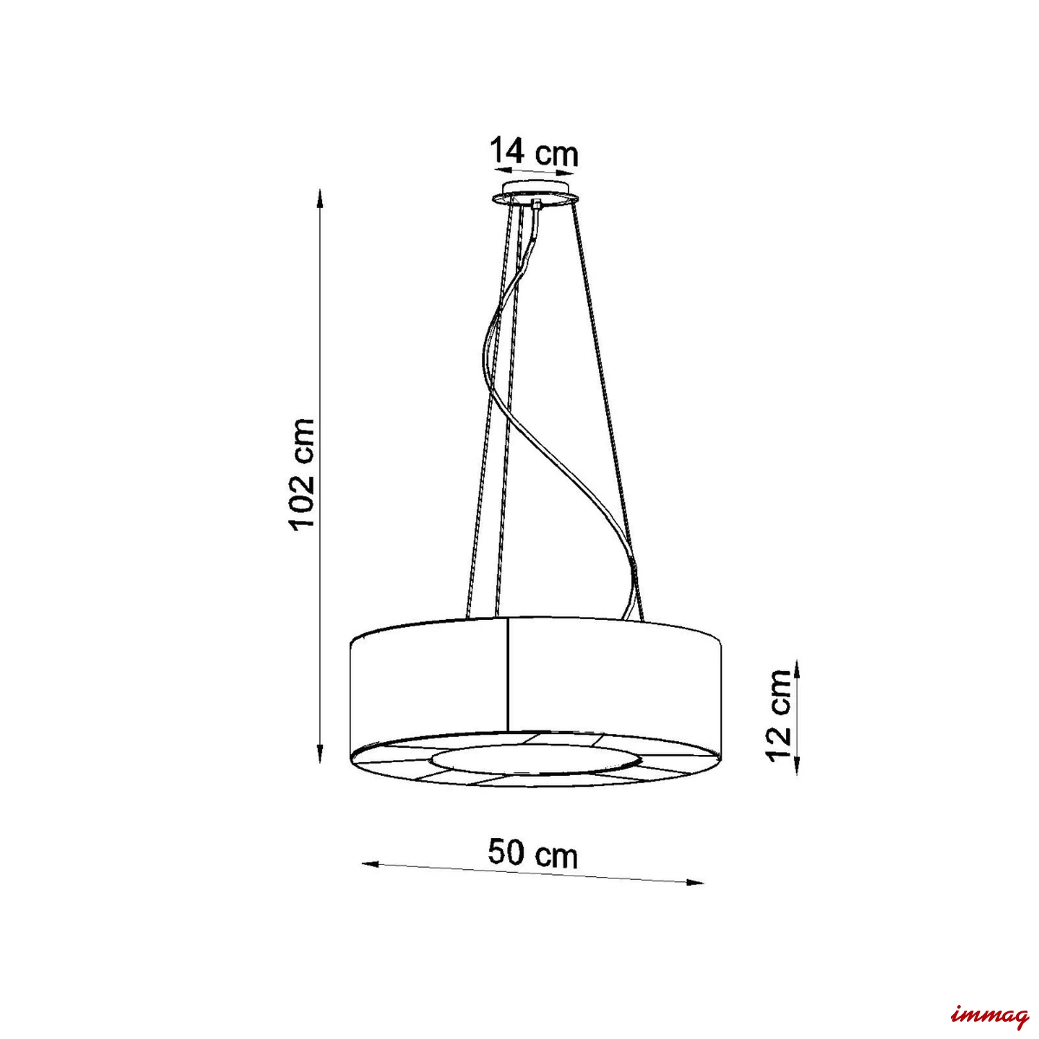 Lampa wisząca SATURNO SLIM 50 czarna żyrandol SL.0750 SOLLUX LIGHTING - wymiary