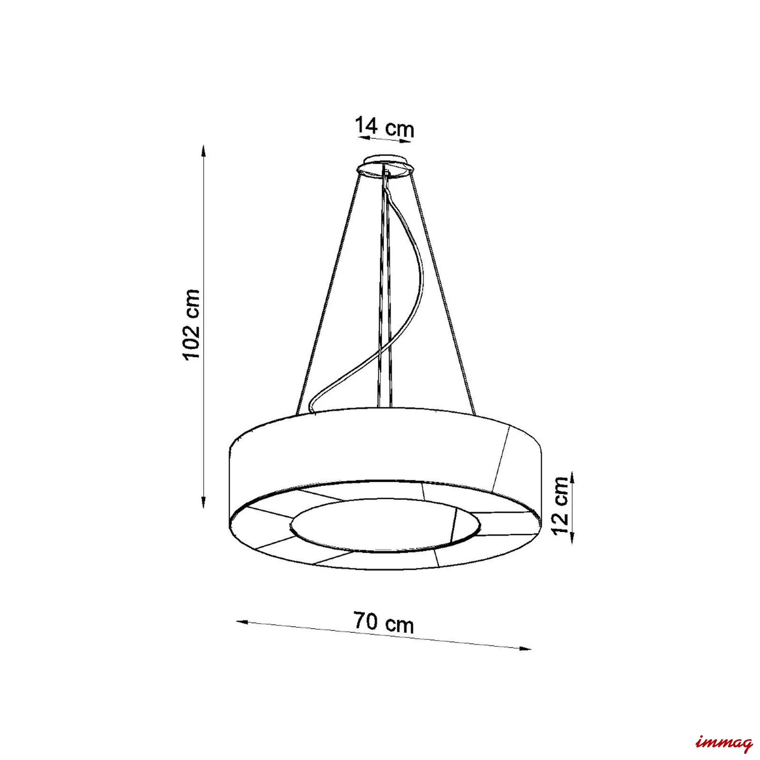 Lampa wisząca SATURNO SLIM 70 czarna żyrandol SL.0754 SOLLUX LIGHTING - wymiary