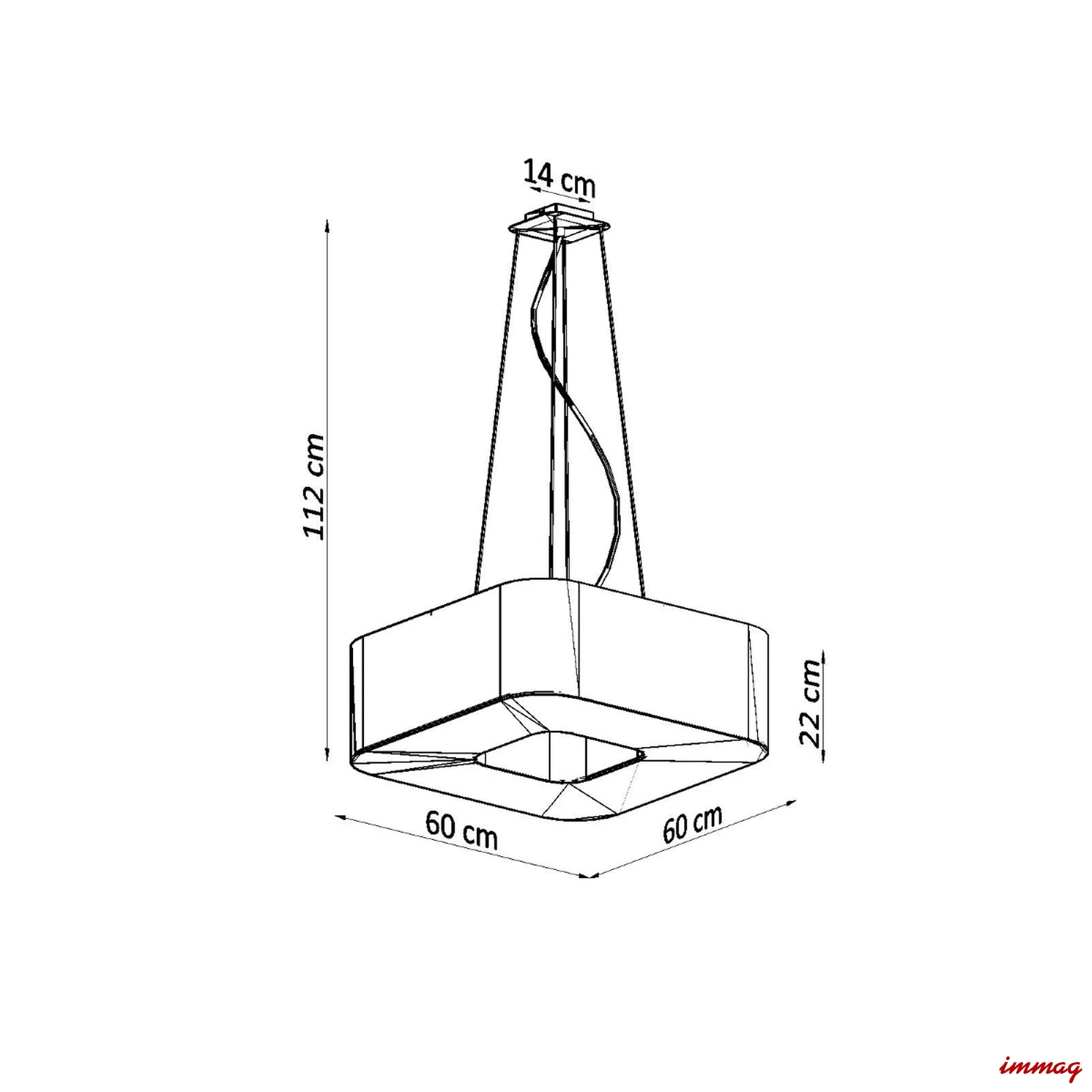 Lampa wisząca URANO 60 biała żyrandol SL.0783 SOLLUX LIGHTING - wymiary