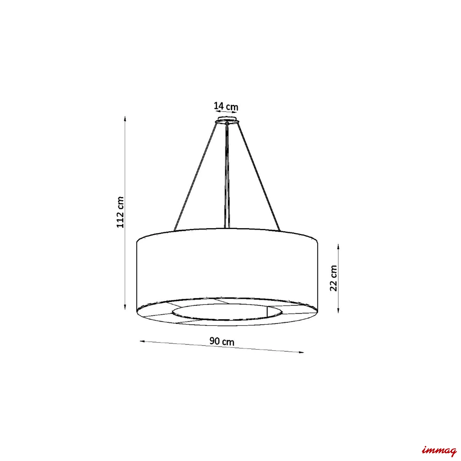 Lampa wisząca SATURNO 90 czarna żyrandol SL.0796 SOLLUX LIGHTING - wymiary