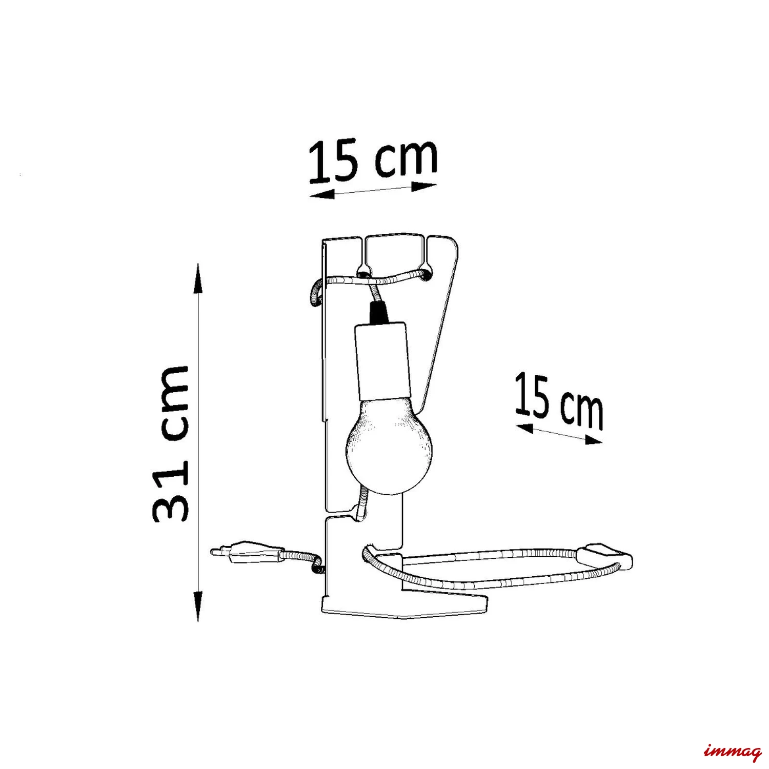 Lampa biurkowa ARBY czarna lampka biurkowa SL.0880 SOLLUX LIGHTING - wymiary