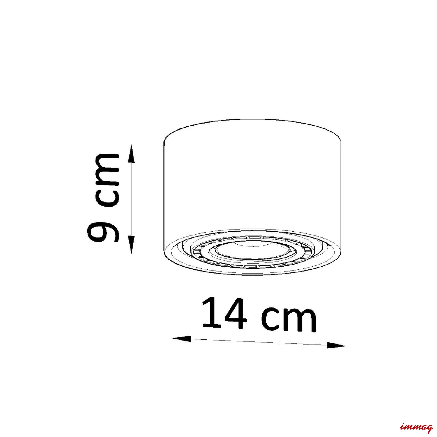 Lampa sufitowa BASIC 1 beton plafon SL.0881 SOLLUX LIGHTING - wymiary