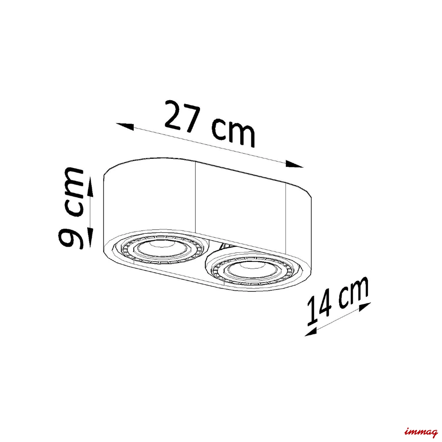 Lampa sufitowa BASIC 2 beton plafon SL.0882 SOLLUX LIGHTING - wymiary