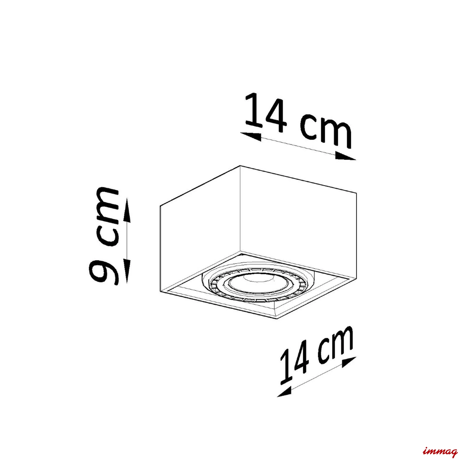 Lampa sufitowa QUATRO 1 beton plafon SL.0883 SOLLUX LIGHTING - wymiary