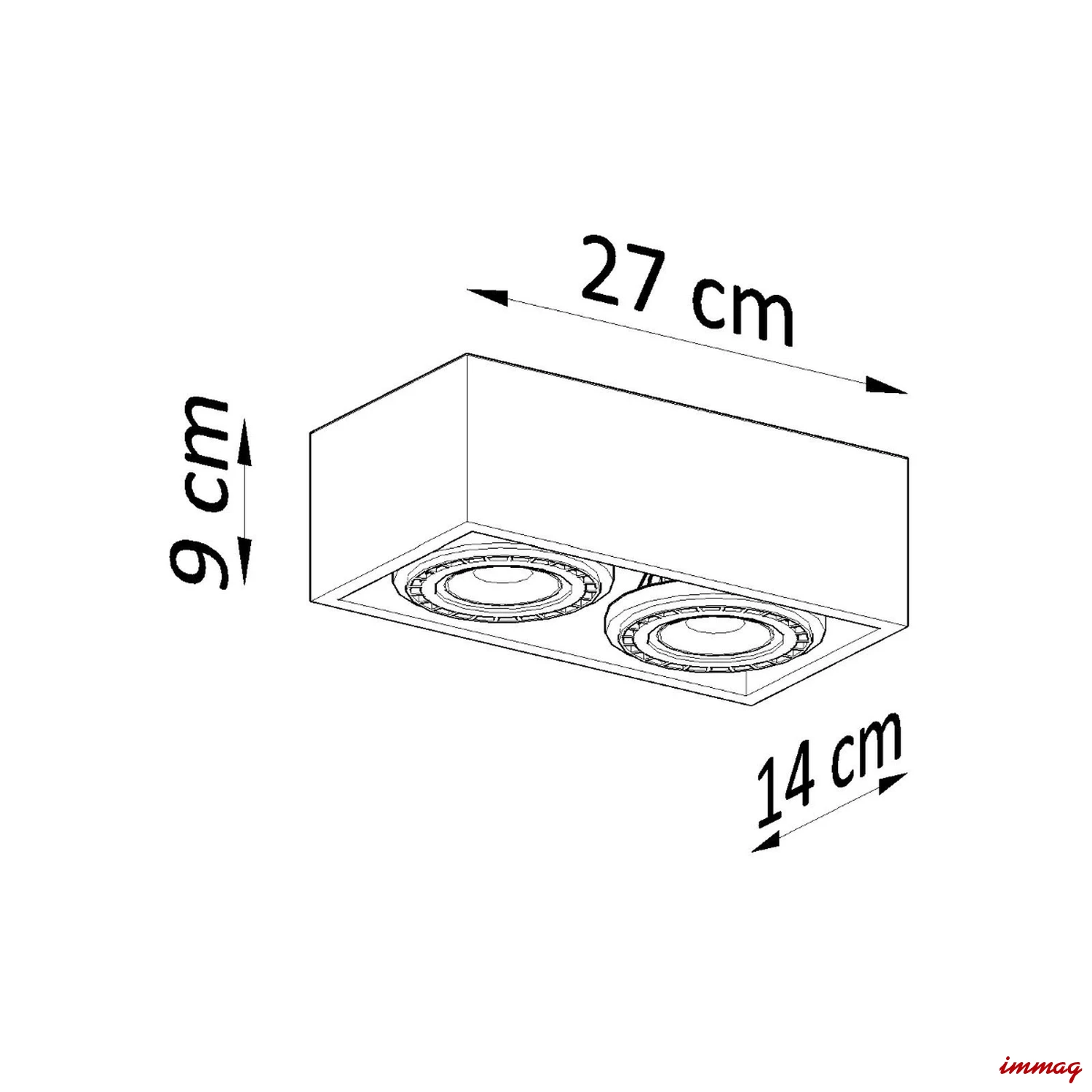 Lampa sufitowa QUATRO 2 beton plafon SL.0884 SOLLUX LIGHTING - wymiary