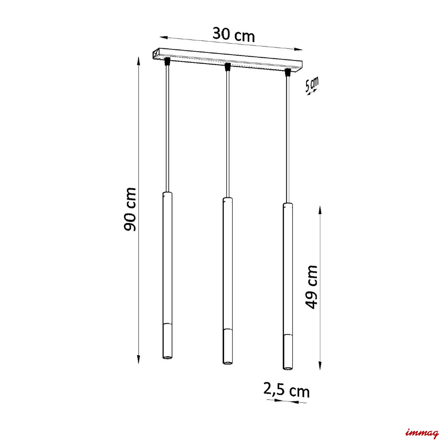 Lampa wisząca MOZAICA 3L czarny/miedź zwis SL.0889 SOLLUX LIGHTING - wymiary