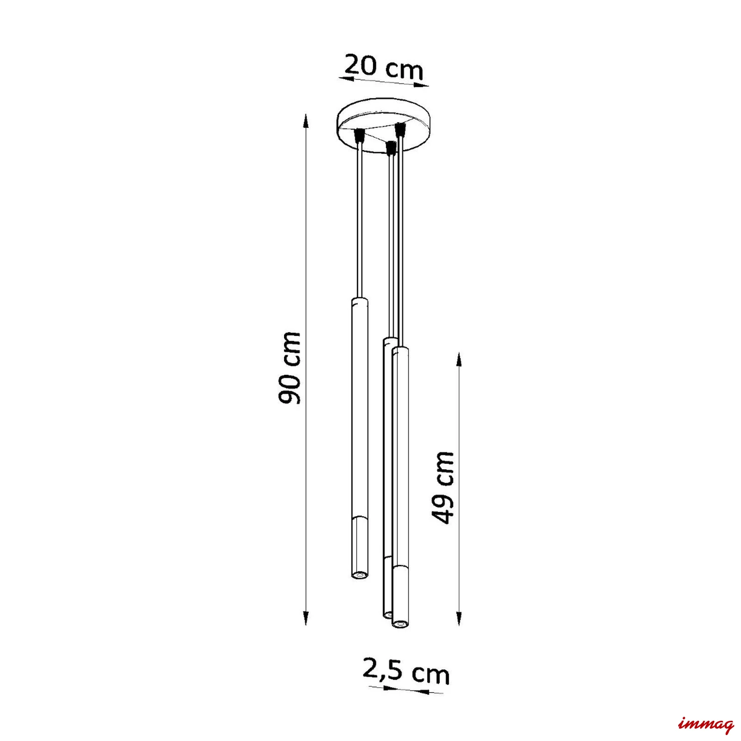 Lampa wisząca MOZAICA 3P czarny/złoto zwis SL.0893 SOLLUX LIGHTING - wymiary