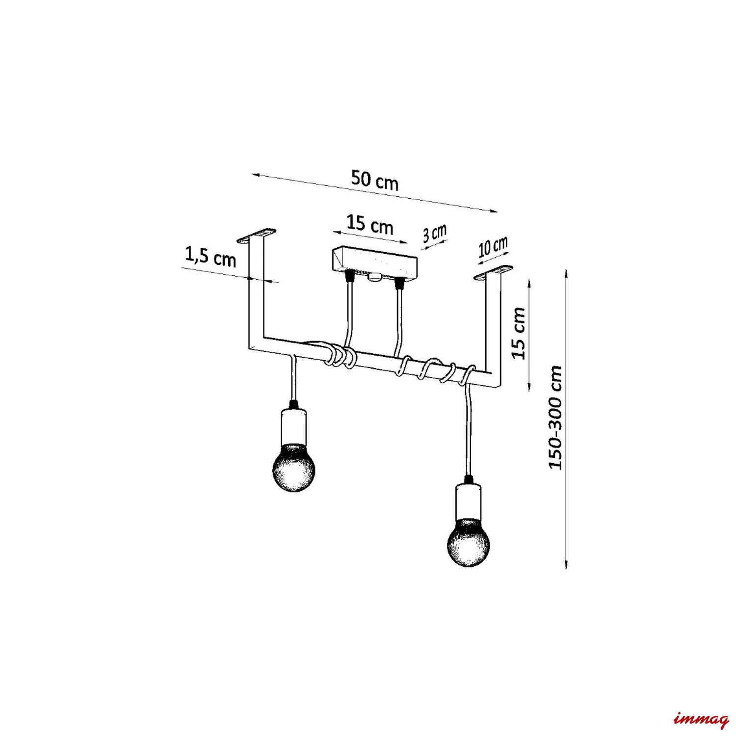 Lampa wisząca SALAMANCA 2 żyrandol SL.0894 SOLLUX LIGHTING - wymiary