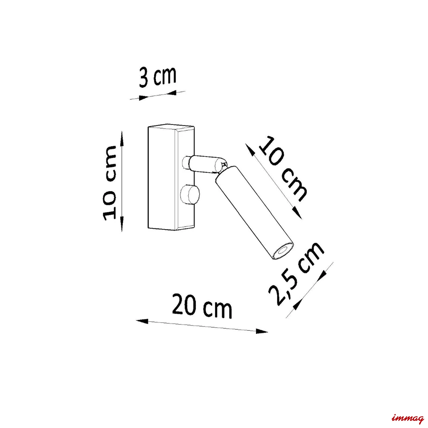 Lampa ścienna EYETECH 1 biała kinkiet SL.0902 SOLLUX LIGHTING - wymiary