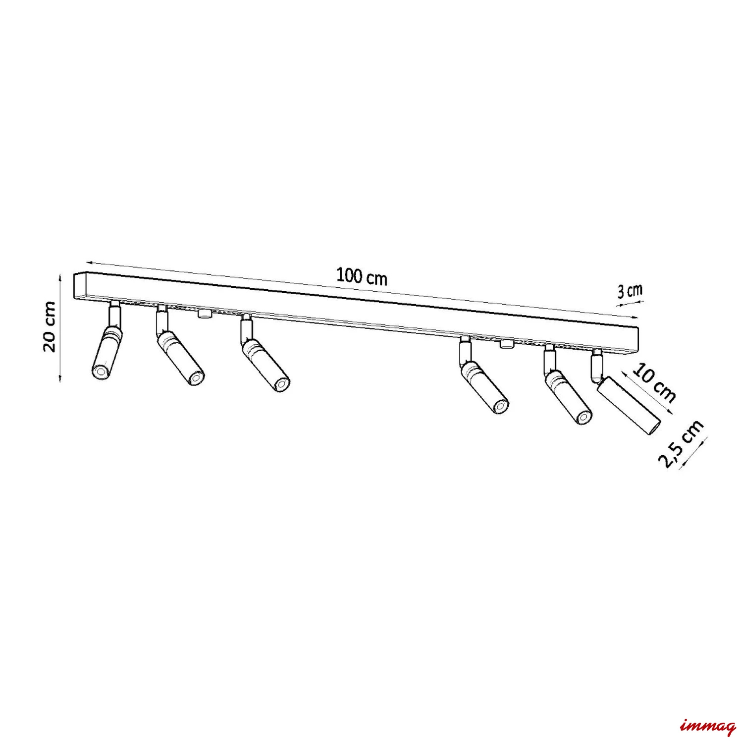 Lampa sufitowa EYETECH 6 biała plafon SL.0906 SOLLUX LIGHTING - wymiary