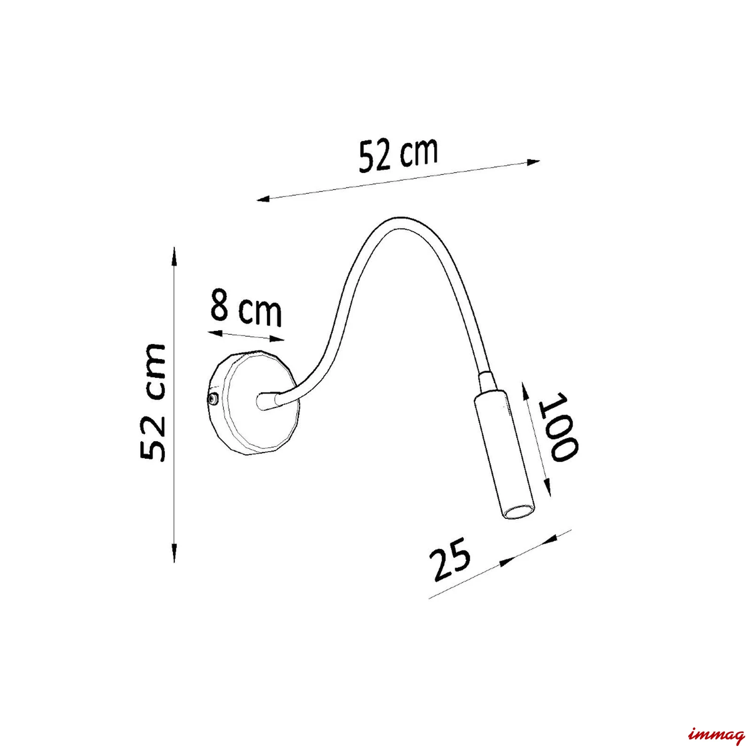 Lampa ścienna AXIL czarna kinkiet SL.0910 SOLLUX LIGHTING - wymiary