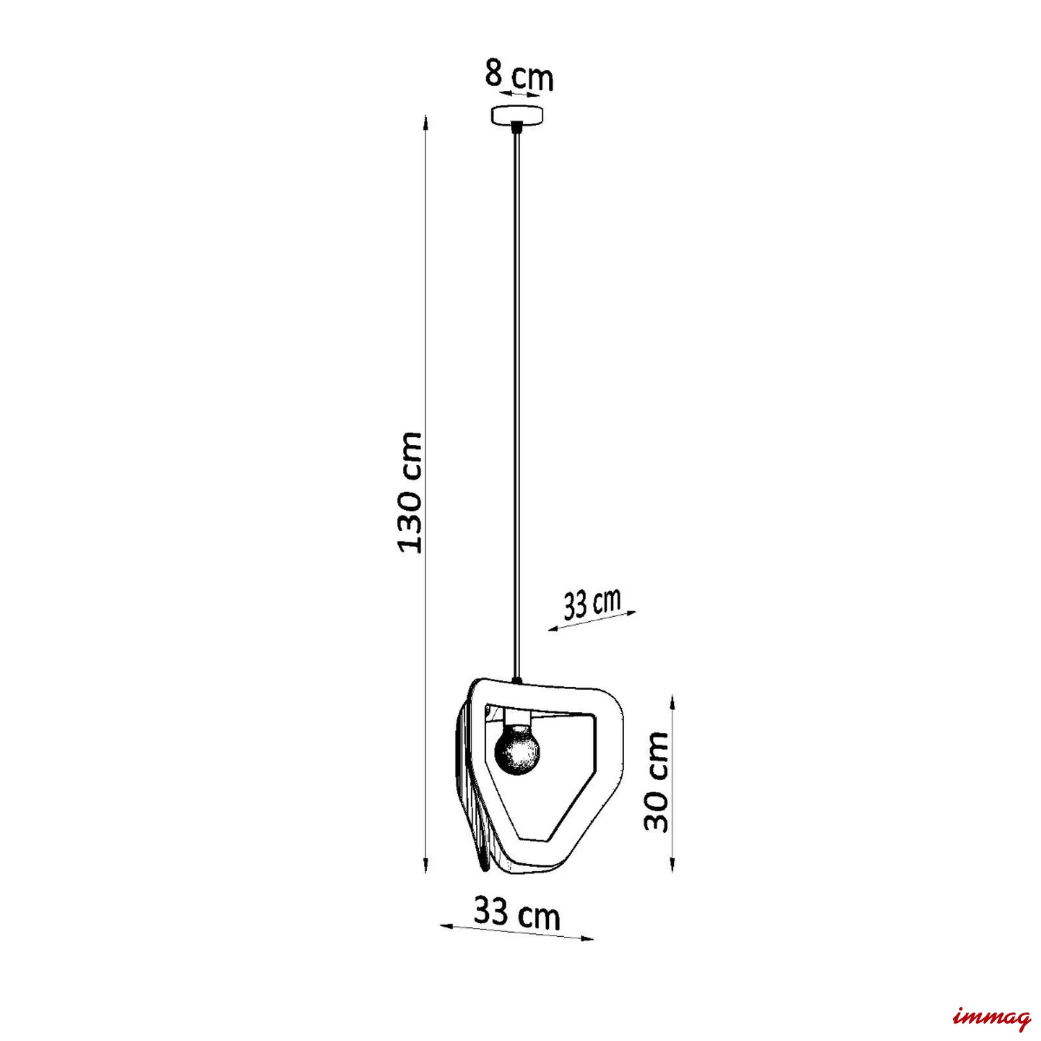 Lampa wisząca TRES biała zwis SL.0929 SOLLUX LIGHTING - wymiary