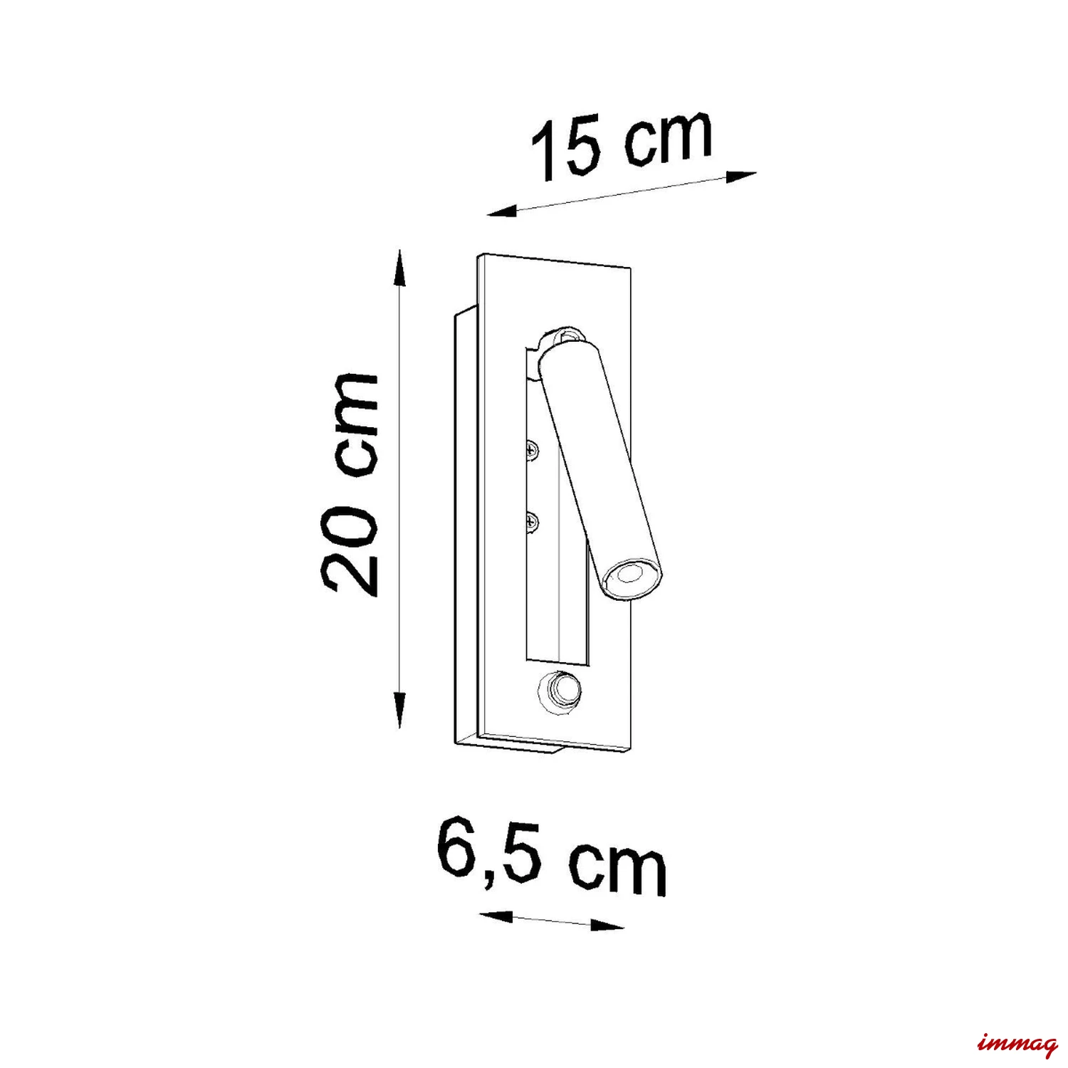 Lampa ścienna ENIF czarna kinkiet SL.0956 SOLLUX LIGHTING - wymiary