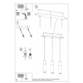 Lampa wisząca ZANE 3 szara zwis SL.0967 SOLLUX LIGHTING