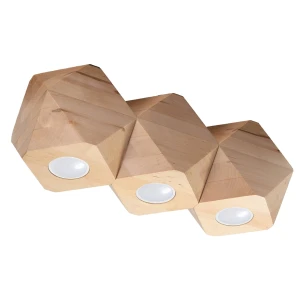 Lampa sufitowa WOODY 3 naturalne drewno plafon SL.1010 SOLLUX LIGHTING