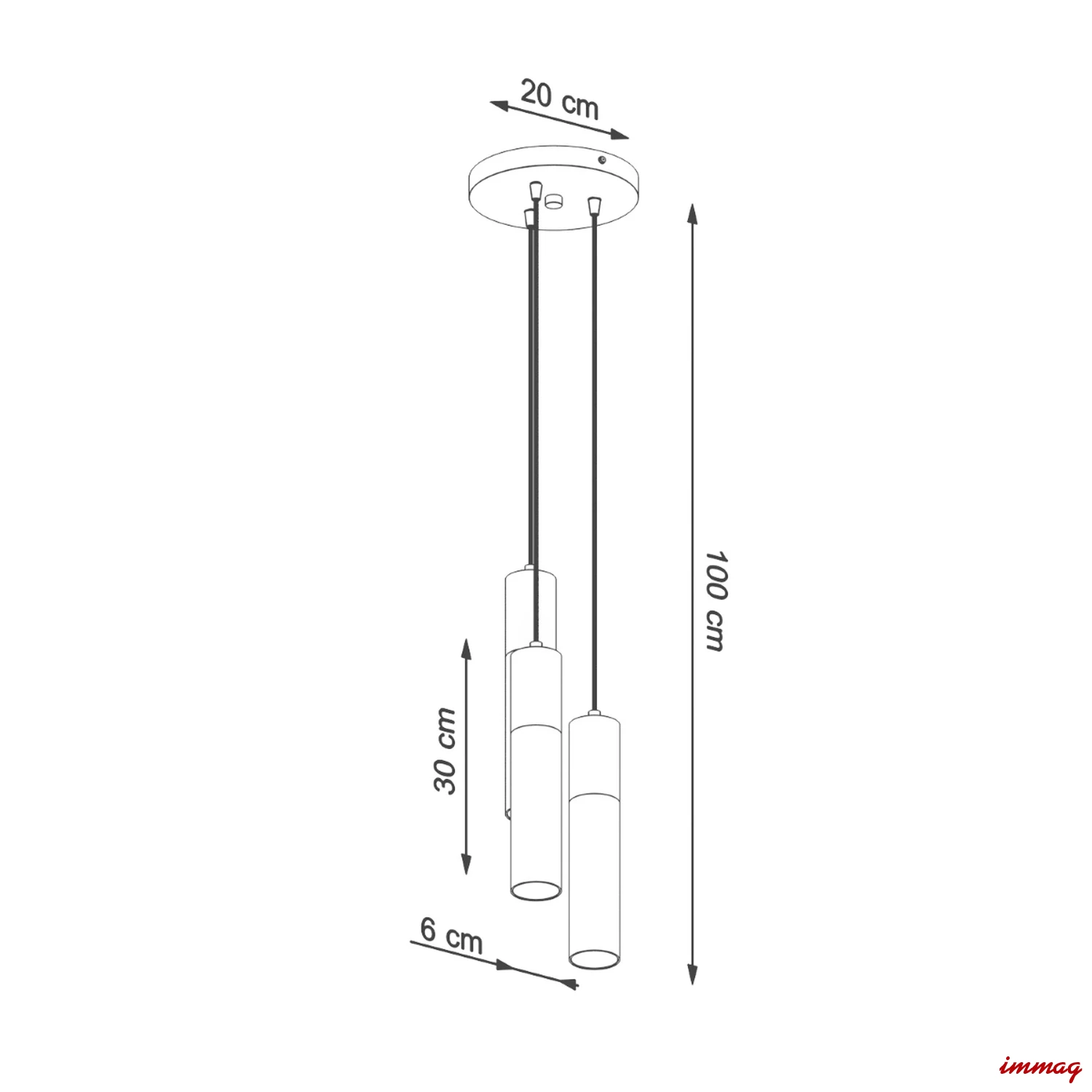 Lampa wisząca PABLO 3P biała zwis SL.1013 SOLLUX LIGHTING - wymiary