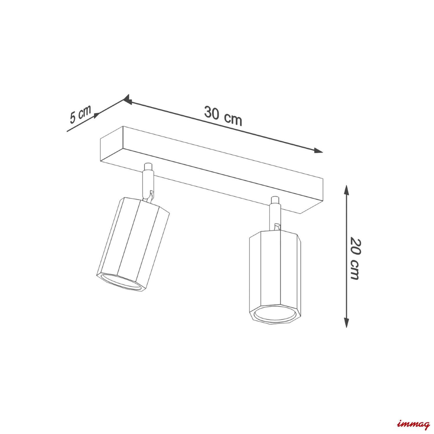 Lampa sufitowa ZEKE 2 dąb plafon SL.1029 SOLLUX LIGHTING - wymiary
