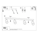 Lampa sufitowa ZEKE 4 dąb plafon SL.1031 SOLLUX LIGHTING