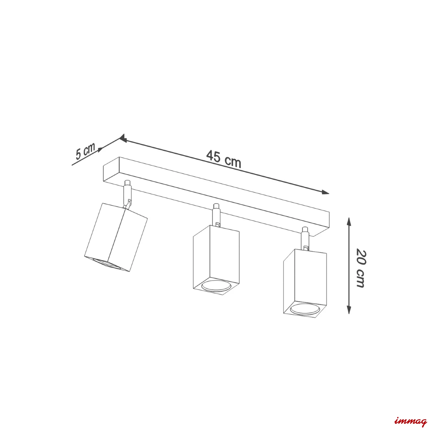 Lampa sufitowa KEKE 3 dąb plafon SL.1037 SOLLUX LIGHTING - wymiary