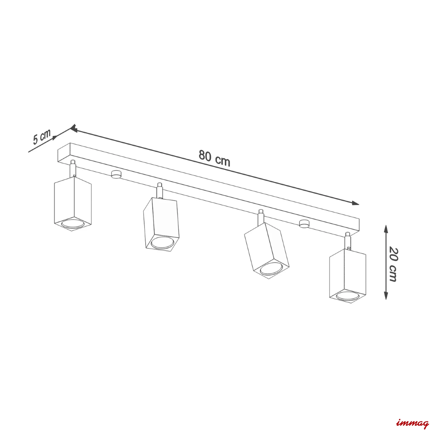 Lampa sufitowa KEKE 4 dąb plafon SL.1038 SOLLUX LIGHTING - wymiary