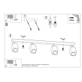 Lampa sufitowa KEKE 4 dąb plafon SL.1038 SOLLUX LIGHTING