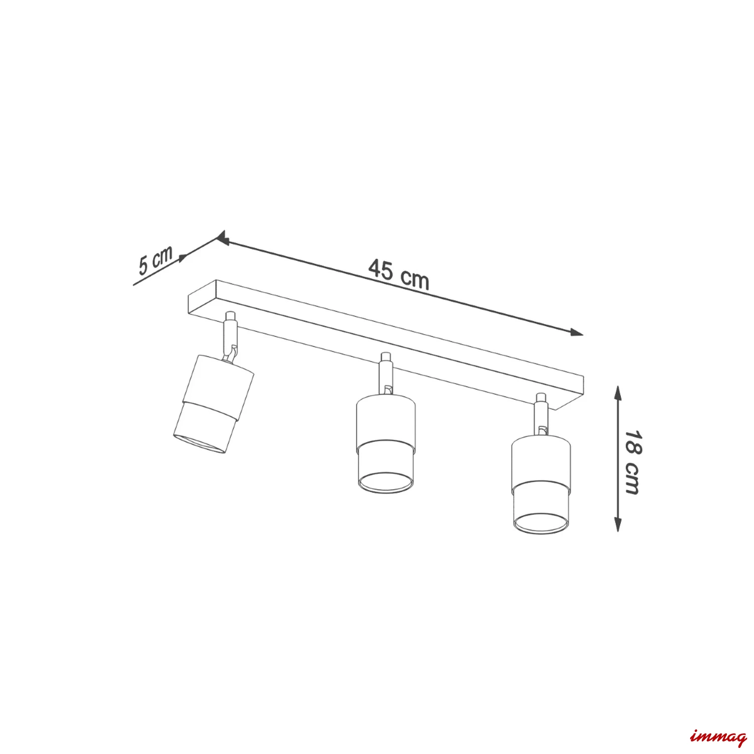 Lampa sufitowa NERO 3 czarny/złoty plafon SL.1071 SOLLUX LIGHTING - wymiary