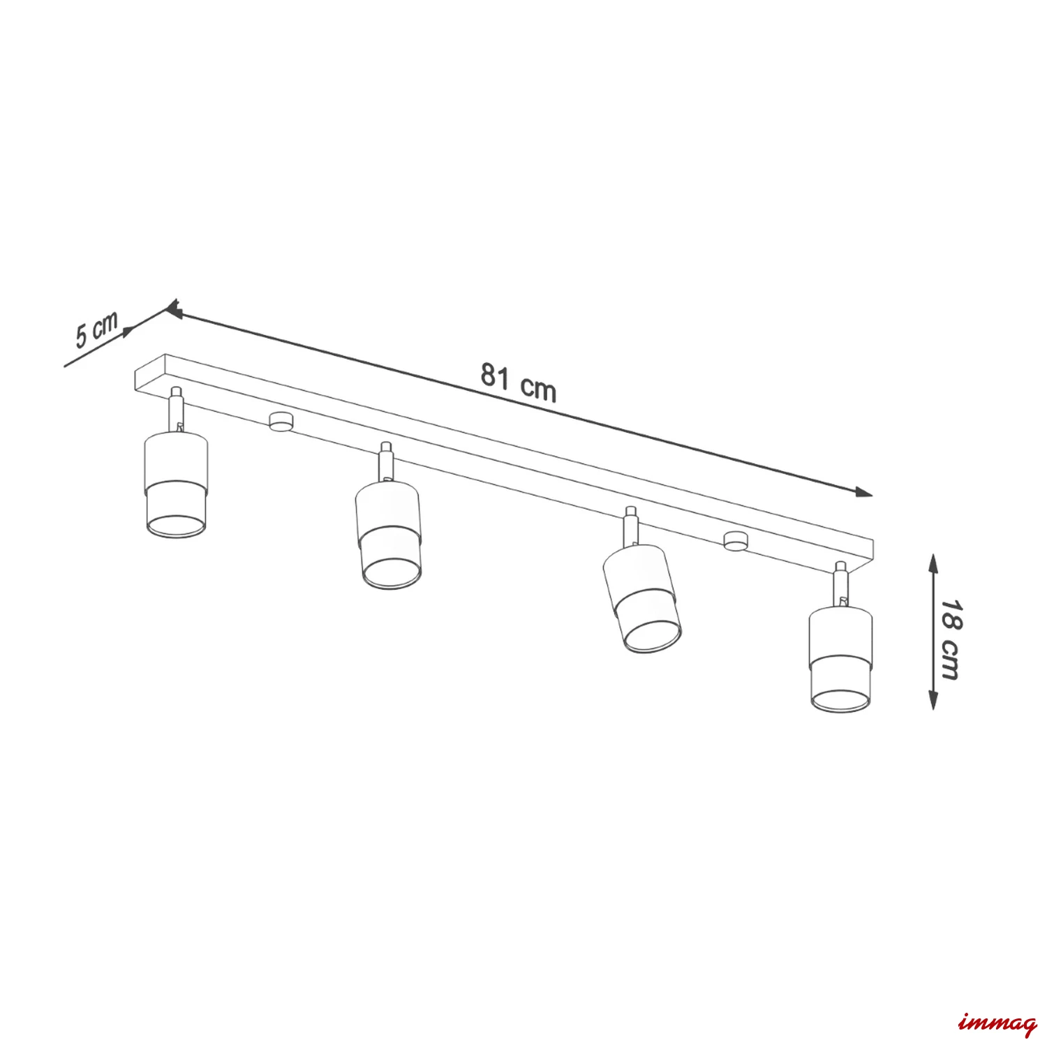 Lampa sufitowa NERO 4 czarny/złoty plafon SL.1072 SOLLUX LIGHTING - wymiary