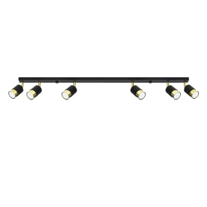 Lampa sufitowa NERO 6 czarny/złoty plafon SL.1073 SOLLUX LIGHTING