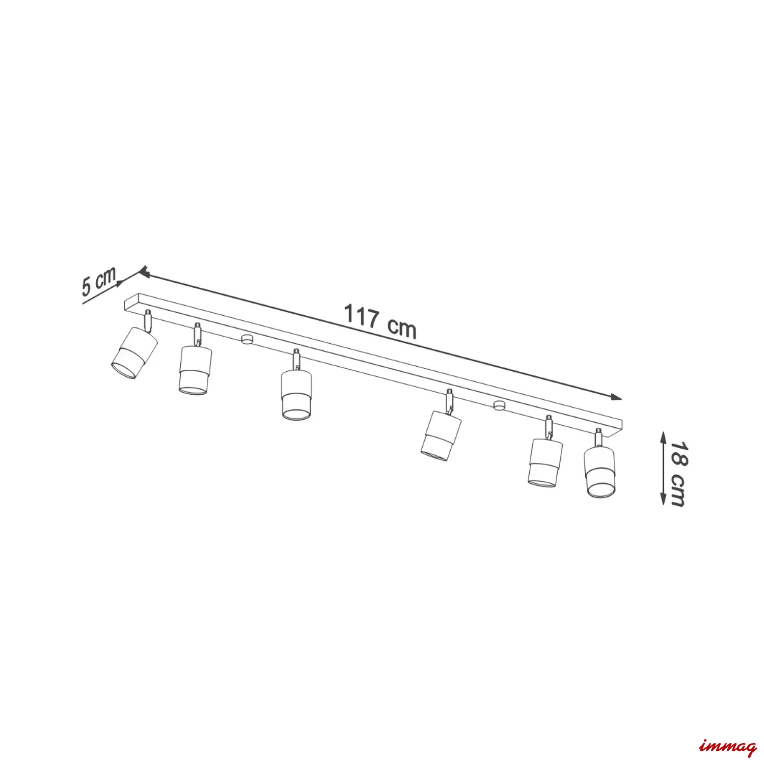 Lampa sufitowa NERO 6 czarny/złoty plafon SL.1073 SOLLUX LIGHTING - wymiary
